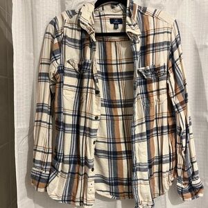 George Cream and Blue Plaid Shirt